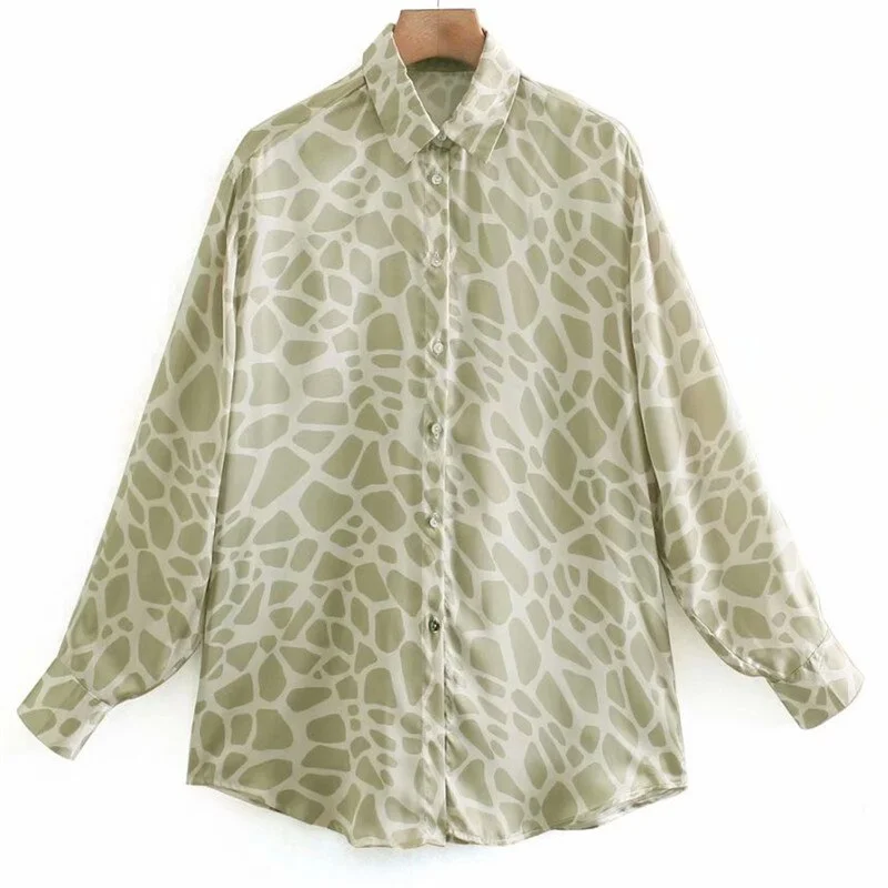 Snican Casual Leopard Print Satin Shirts Fashion Office Ladies Blouse Za Women Tops Spring 2021 Chemise Femme Blusas de mujer