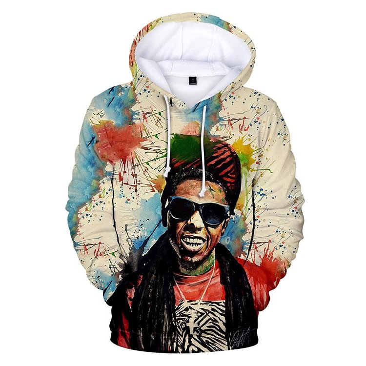 Lil Wayne Print 3D Hoodie Hip Hop Sweatshirt Pullover Unisex-Mayoulove