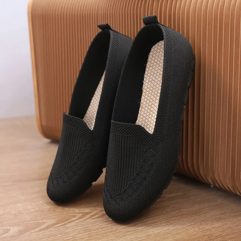 Qengg Mesh Breathable Sneakers Women Breathable Light Slip on Flat Casual Shoes Ladies Loafers Socks Shoes Women Zapatillas Mujer
