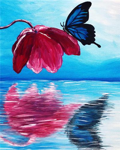

Rose And Butterfly Reflection – Paint By Numbers - 40*50CM, 501 Original