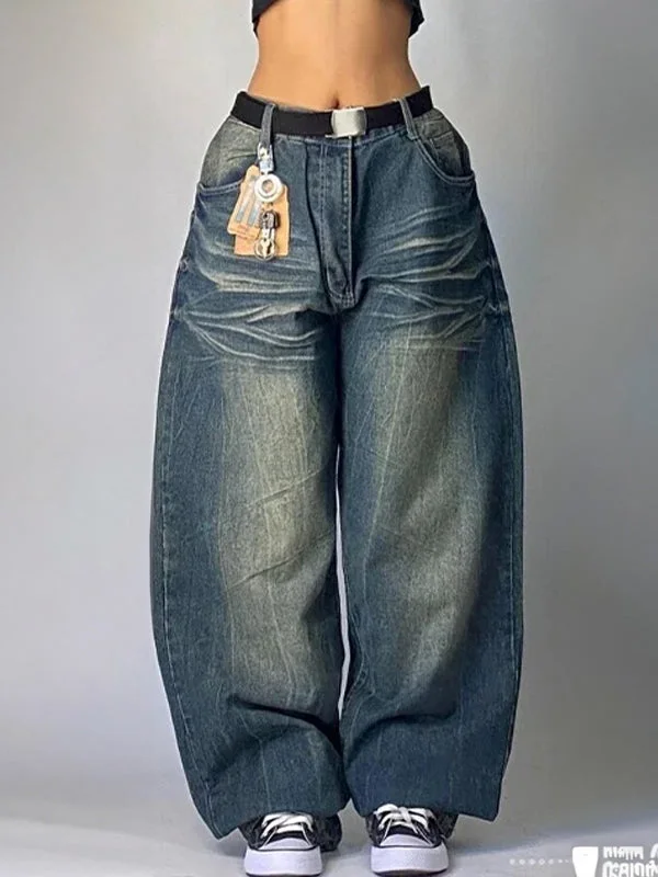 Brownm Hop Retro Loose Boyfriend Jeans