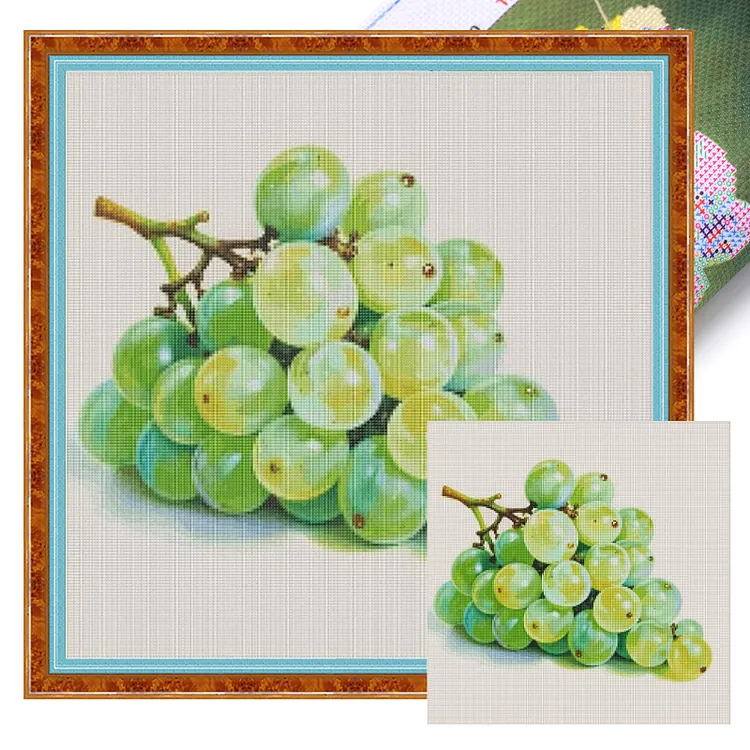 【Fairy Brand】Grapes in the Food Series 50*50cm 14CT Stamped Canvas Cross Stitch（Egyptian cotton） gbfke