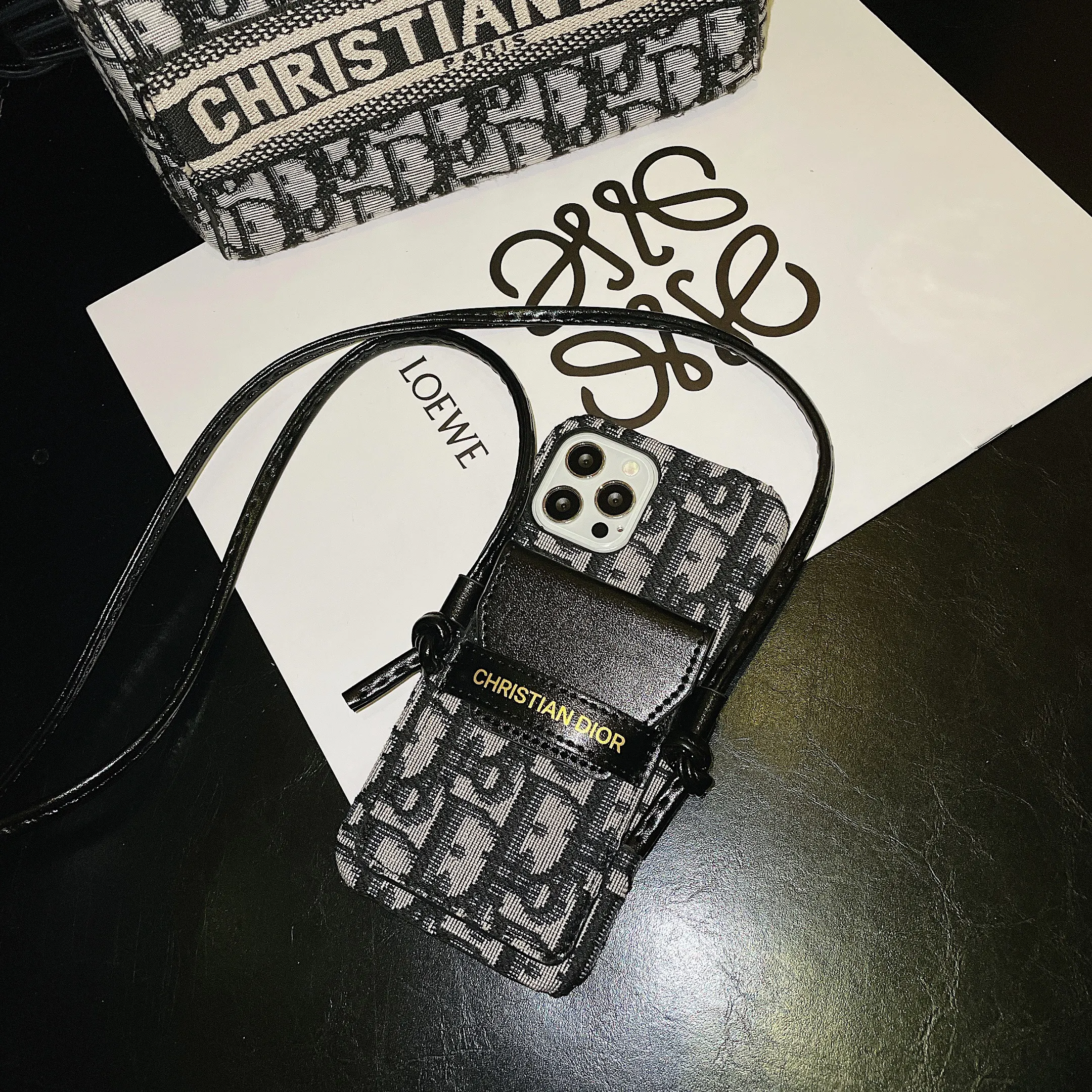 Dior DIY crossbody phone cases for iPhone 15pro 14pus 13promax 12 11pro xsmax xr x 7 8plus