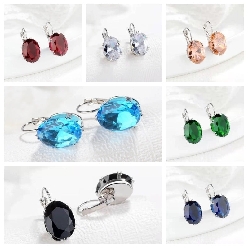 Jewelry Light Luxury Niche Colored Gemstone Stud Earrings Women’s Fashion Trendy Design Popular Earrings Earrings