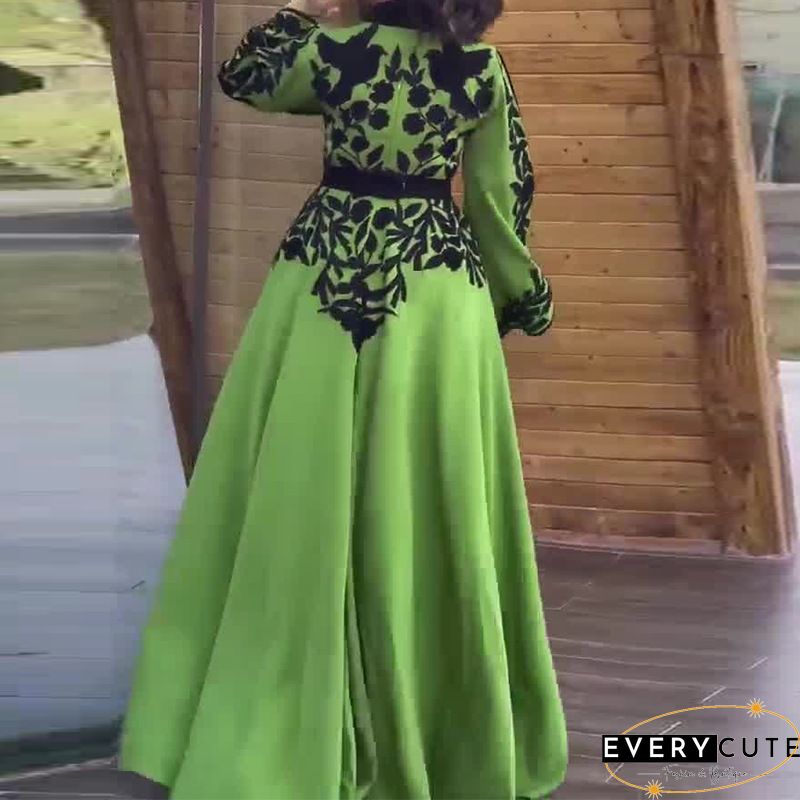 Fashion Casual Print Split Joint V Neck A Line Dresses