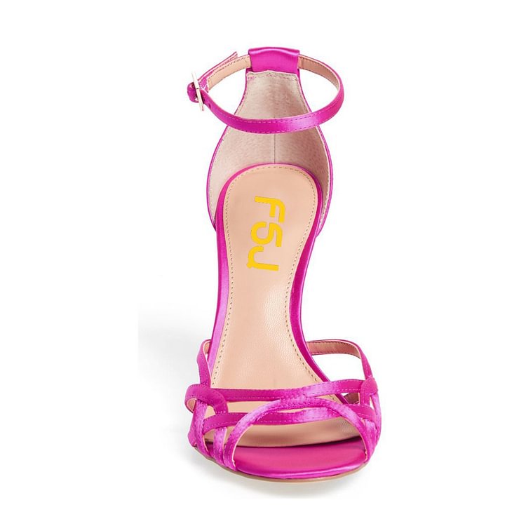 Hot Pink Peep Toe Ankle Strap Sandals |FSJ Shoes