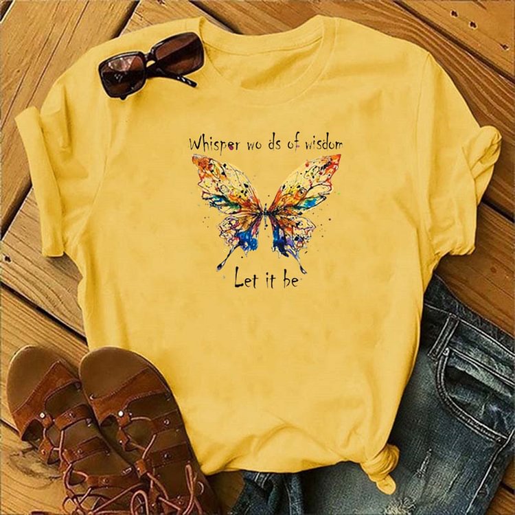 Simple Butterfly Alphabet Print T-Shirt