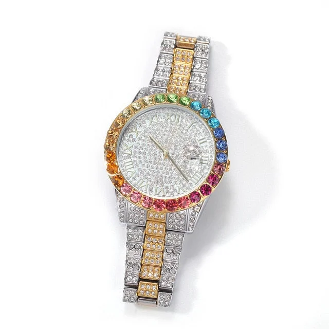 Iced Multi-Color Roman Numeral Watch