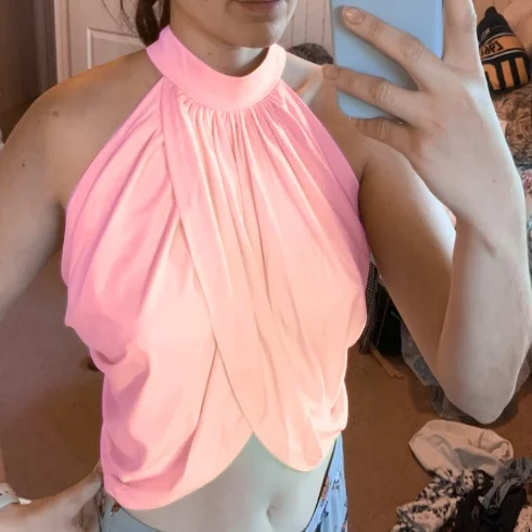 Hugcitar 2020 sleeveless halter patchwork backless sexy crop top summer women fashion streetwear club camis outfits