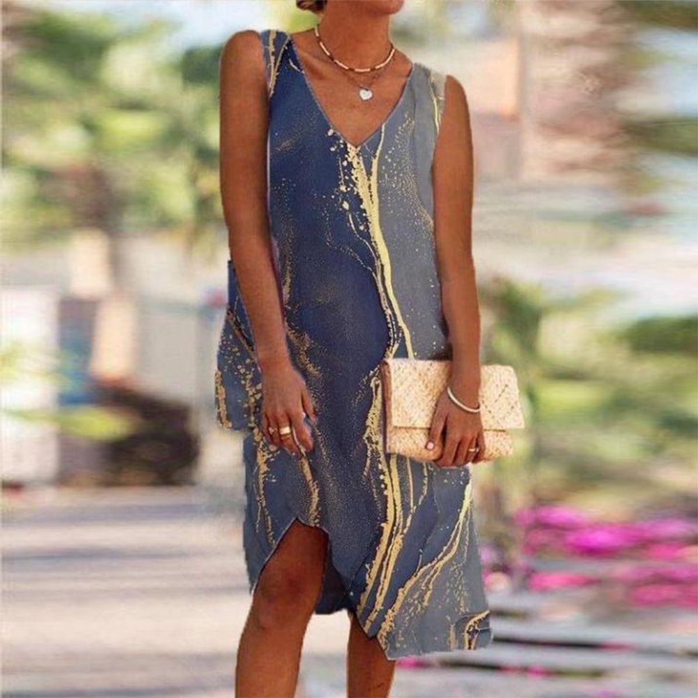 Trendy Sleeveless Print Midi Dress