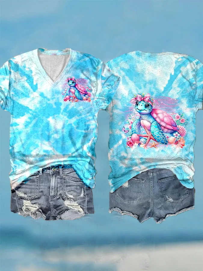 🔥Buy 3 Get 10% Off🔥Women's Hawaiian Sea Turtle Print  Casual T-Shirt