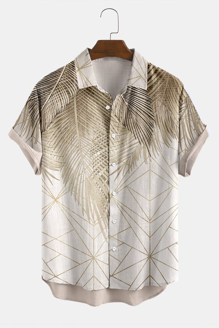 Trendy Gold Print Short Sleeves Shirt