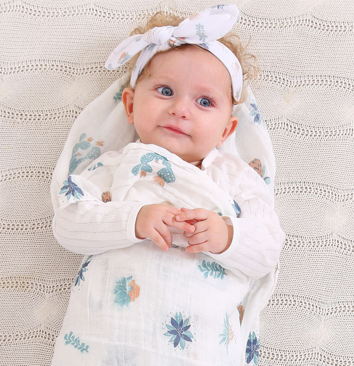 Adorable Baby Swaddle Blanket And Headband Set