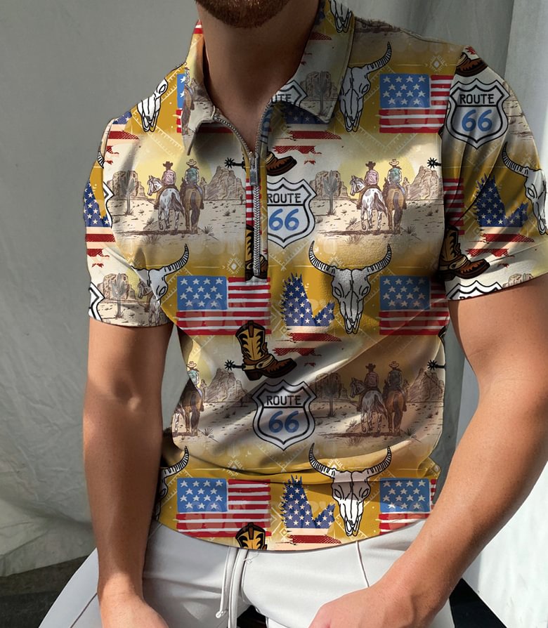 Route 66 Printed Polo Shirt-Compassnice®