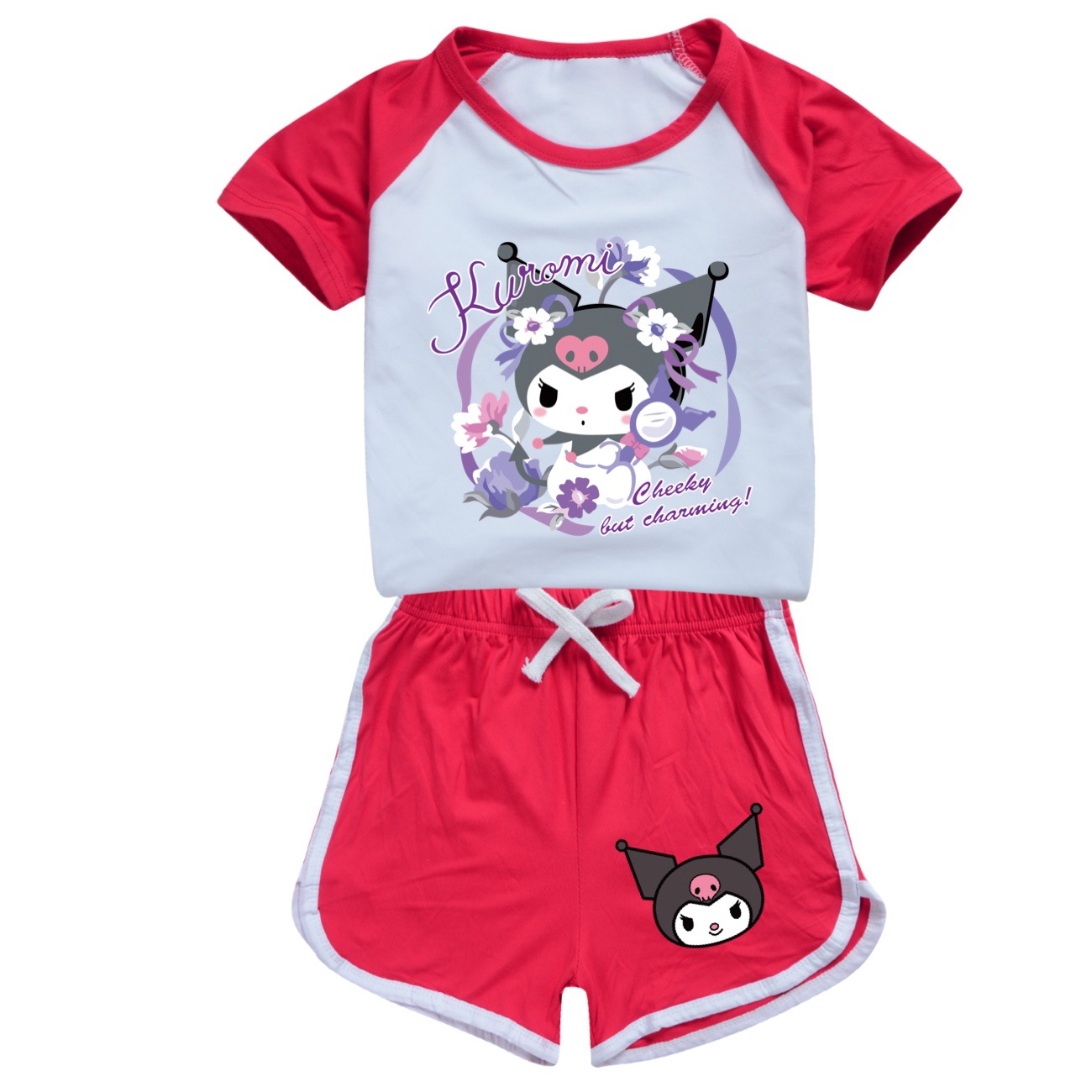 Kuromi Kids 100-170 Short Sleeve & Shorts Sports Set - Adorable Design for Active Play -Mayoulove