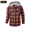 2024 New Loose Casual Flannel Long-sleeved Hooded Plaid Shirt