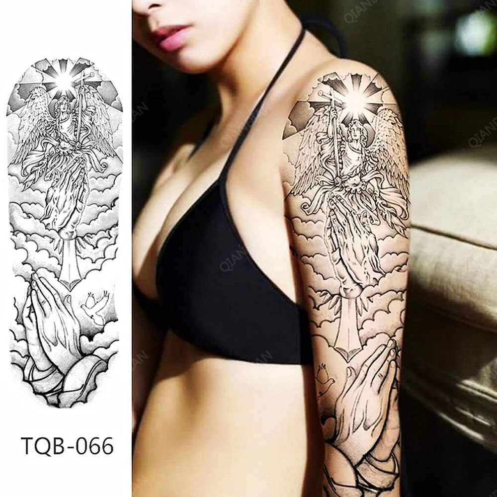 1pc Women Waterproof Temporary Tattoos Stickers Thighs Cool Hipster Skull Mermaid
