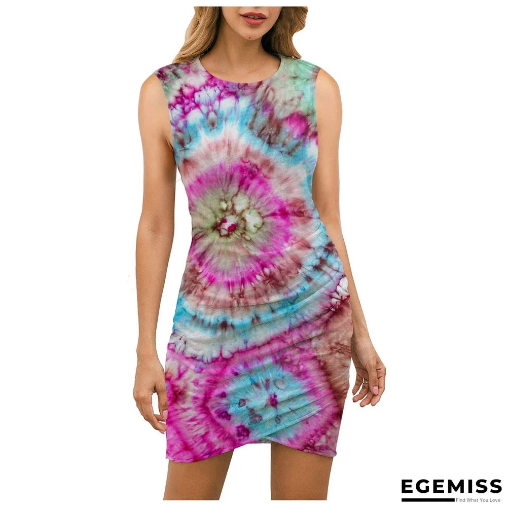 Sleeveless Round Neck Printed Dress | EGEMISS