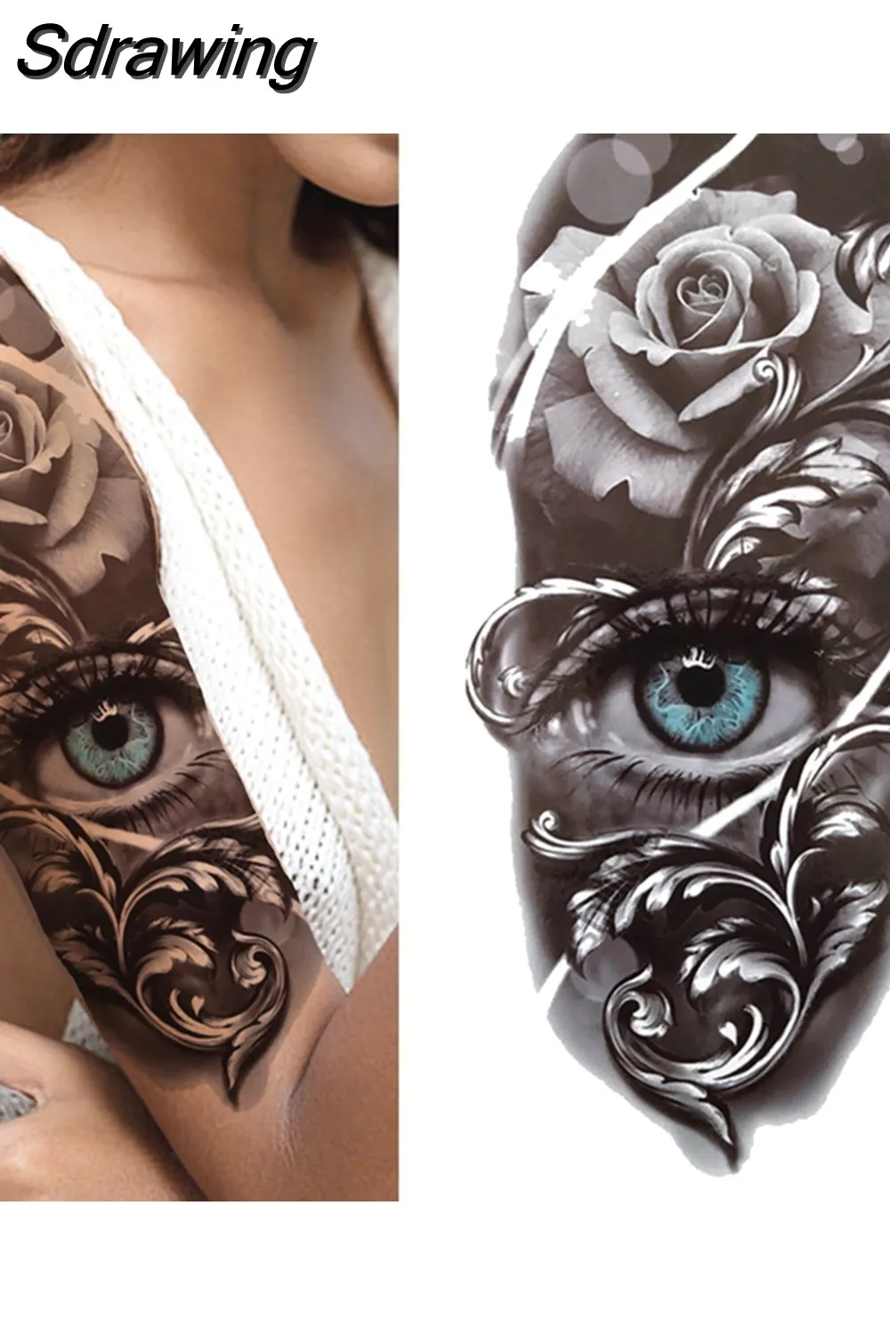 Sdrawing Lion Temporary Tattoo For Women Men Adult Skull Tiger Wolf Forest Tattoo Sticker Black Fake Realistic Demon Tatoos Forearm 430-1