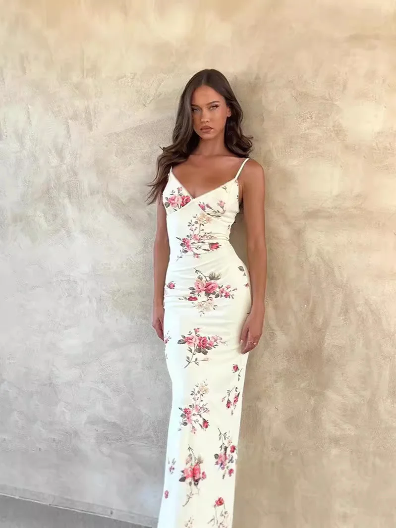 Churchf New Female V-Neck Sexy Bareback Holiday Style Quality Design Sling Dress Women's Clothing