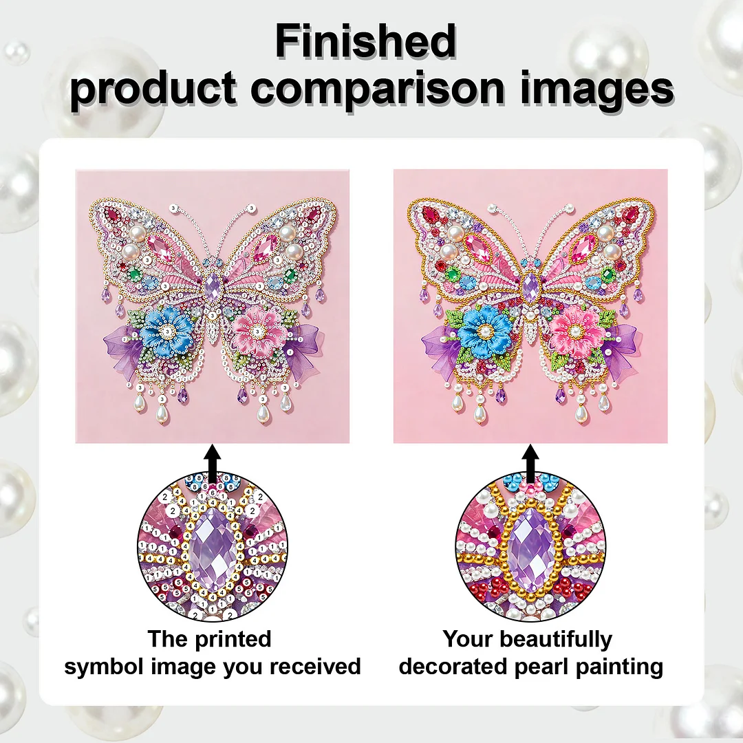 Flower Butterfly Art Diamond Painting Kit for Adults Home Decor 25x25cm With Frame