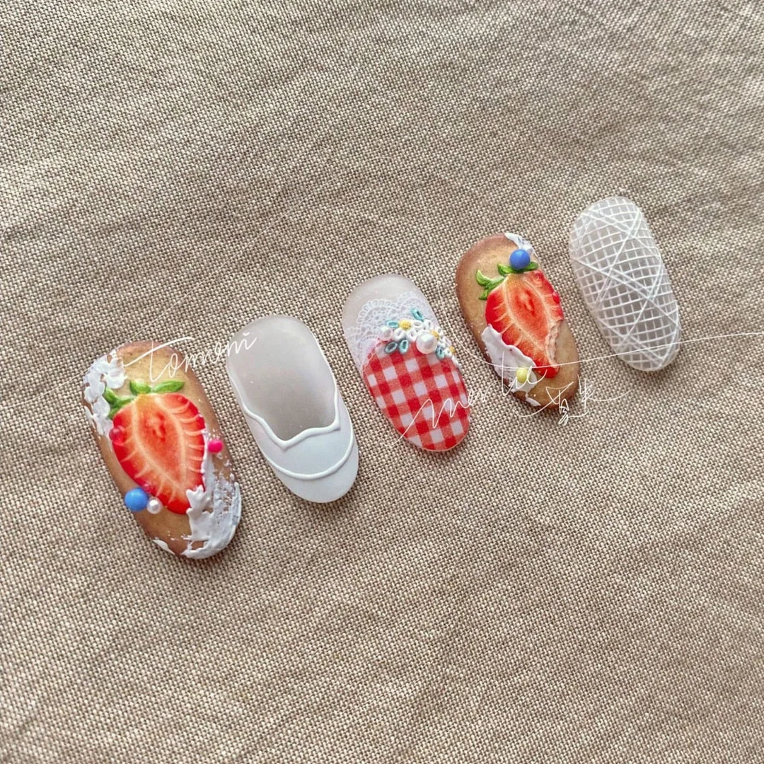 Beautizon Strawberry Cute Image Quality 3D Engraved Nail Stickers Nail Art Decorations Nail Decals Design