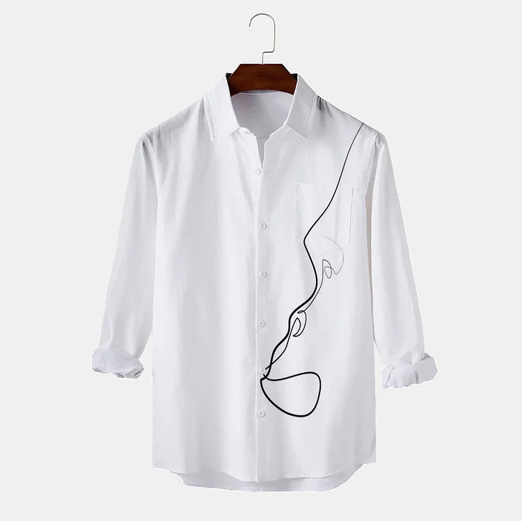 Fashion Casual Simple Line Print Shirt
