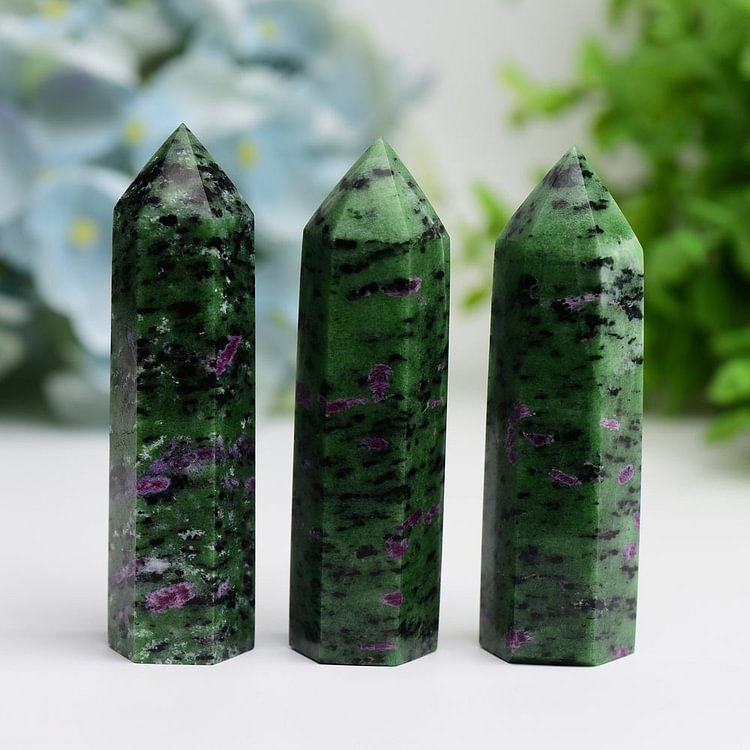 2.5"-4.0" Ruby In Zoisite Crystal Points Towers