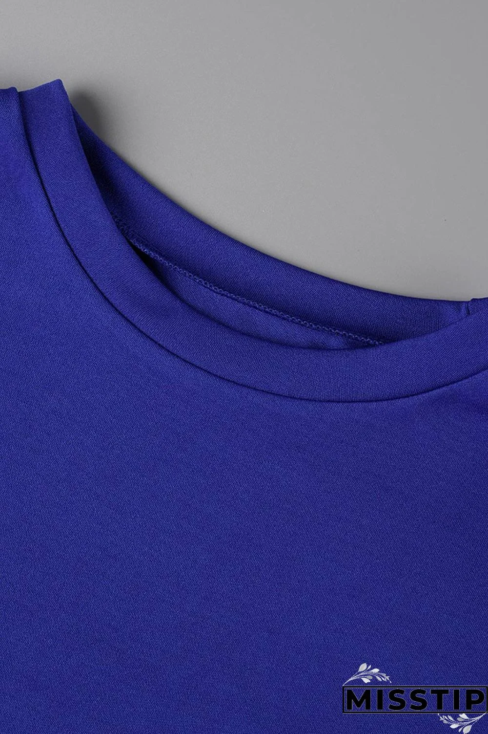 Blue Fashion Casual Solid Basic O Neck Short Sleeve Two Pieces