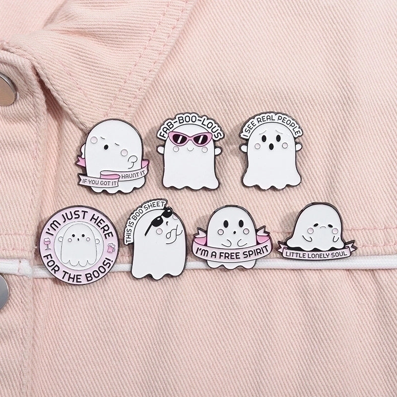 Cartoon Style Funny Cowboy Style Letter Ghost Alloy Stamping Stoving Varnish Plating Unisex Badge Brooches Collar Pin