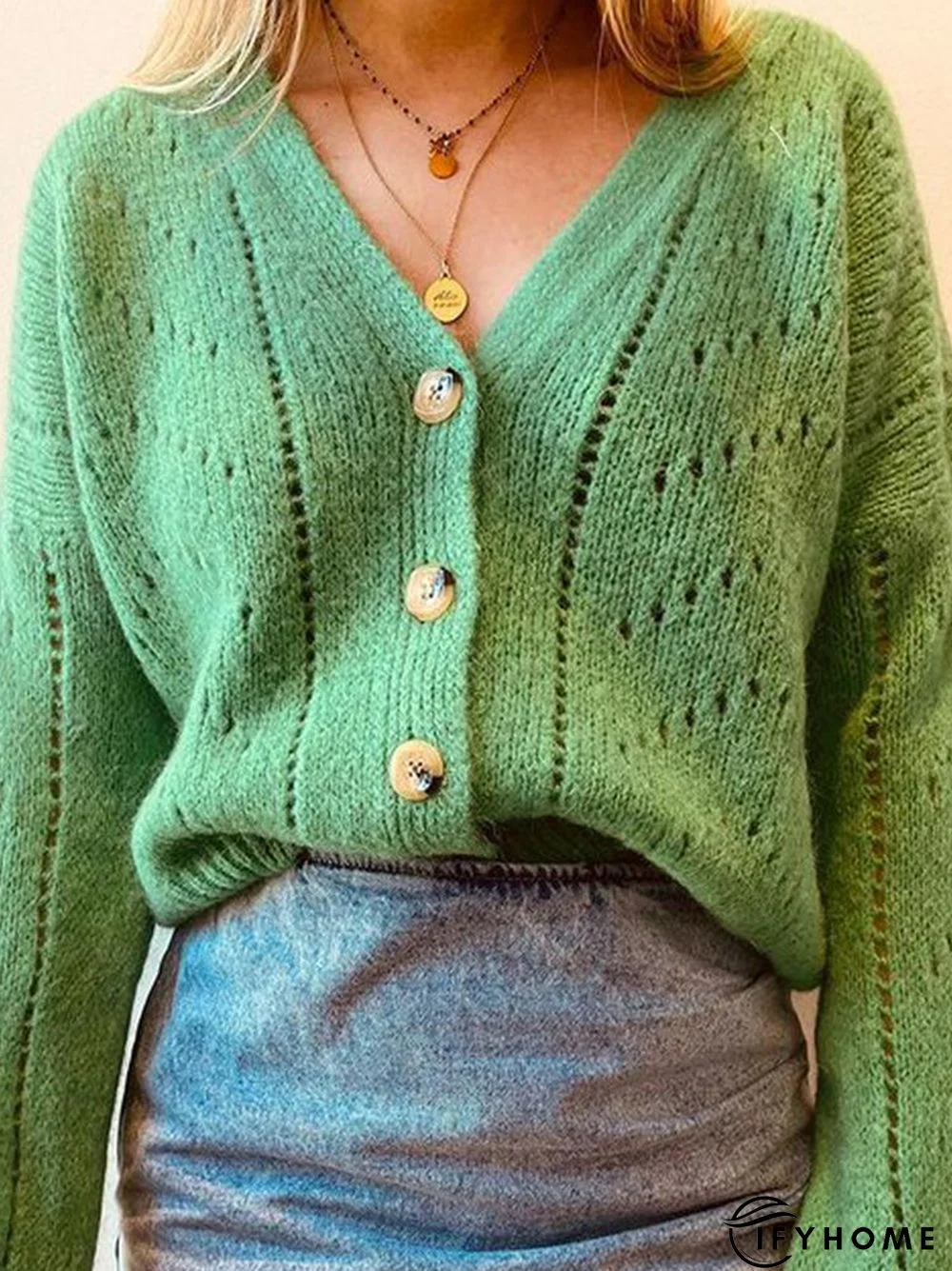 Cotton-Blend Long Sleeve Casual Sweater coat | IFYHOME