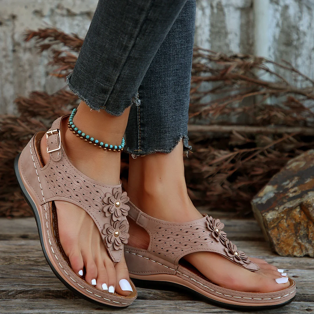 Breakj Breakj New Summer Slopes Sandals Flower Clip And Beach Sandals Solid Color Large Size