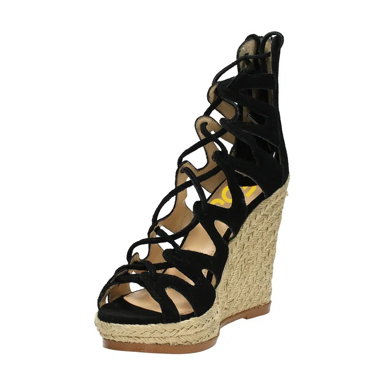 wedges heels with laces