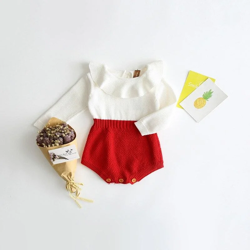 Newborn Baby Girls Boy Rompers Toddler Jumpsuit Girls Candy Color Knitted Baby Clothes Infant Boy Overall Children Outfit Autumn