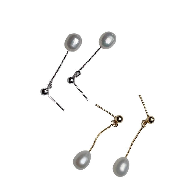 1 Pair Freshwater Pearl Copper Freshwater Pearl Solid Color Drop Earrings