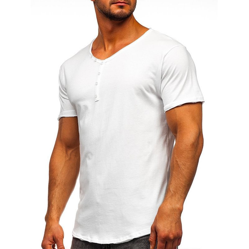 Men's V-Neck Casual Solid Color Basic T-Shirt