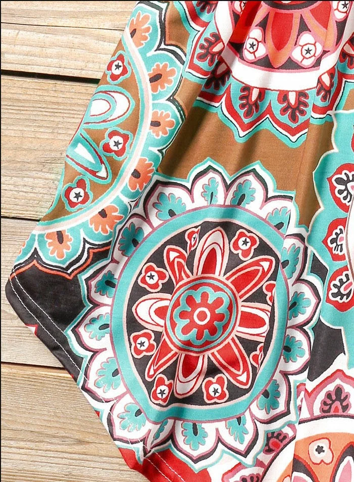 Floral Mandala Printed Sleeveless Mini Dress