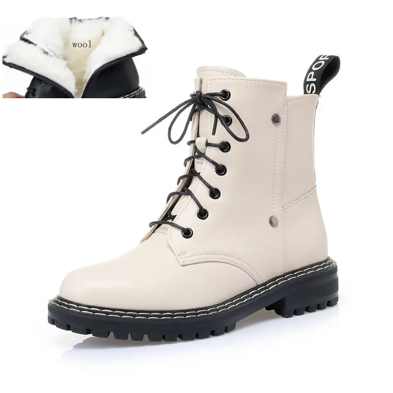 AIYUQI Women's Winter shoe Boots 2021 New Genuine Leather Ladies Short Boots Wool Warm Non-slip Student Women's Ankle Boots