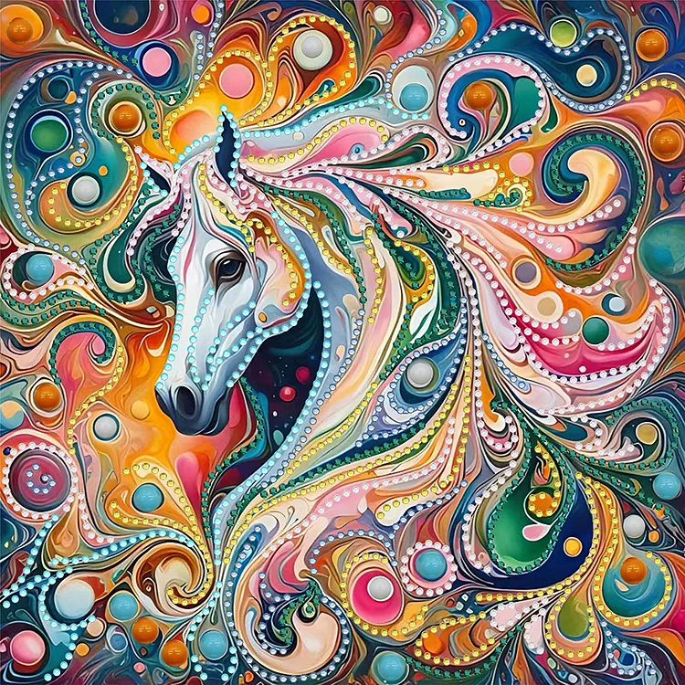 Colorful Horse 30*30cm (Canvas) Special Shaped Drill Diamond Painting gbfke