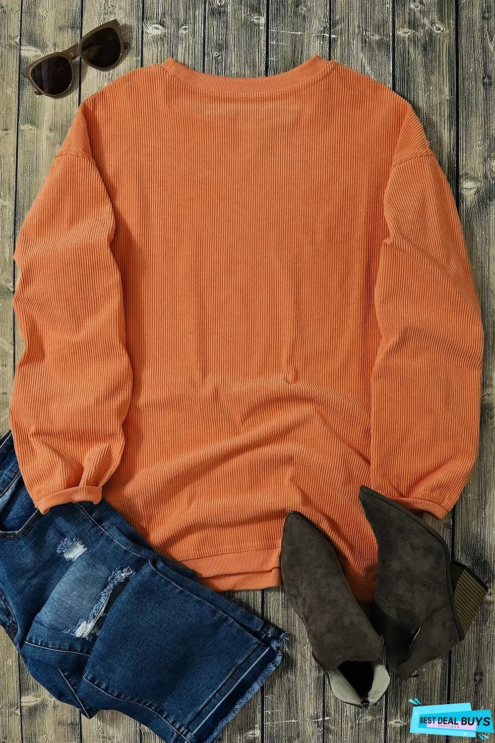 Letter Graphic Round Neck Long Sleeve Sweatshirt