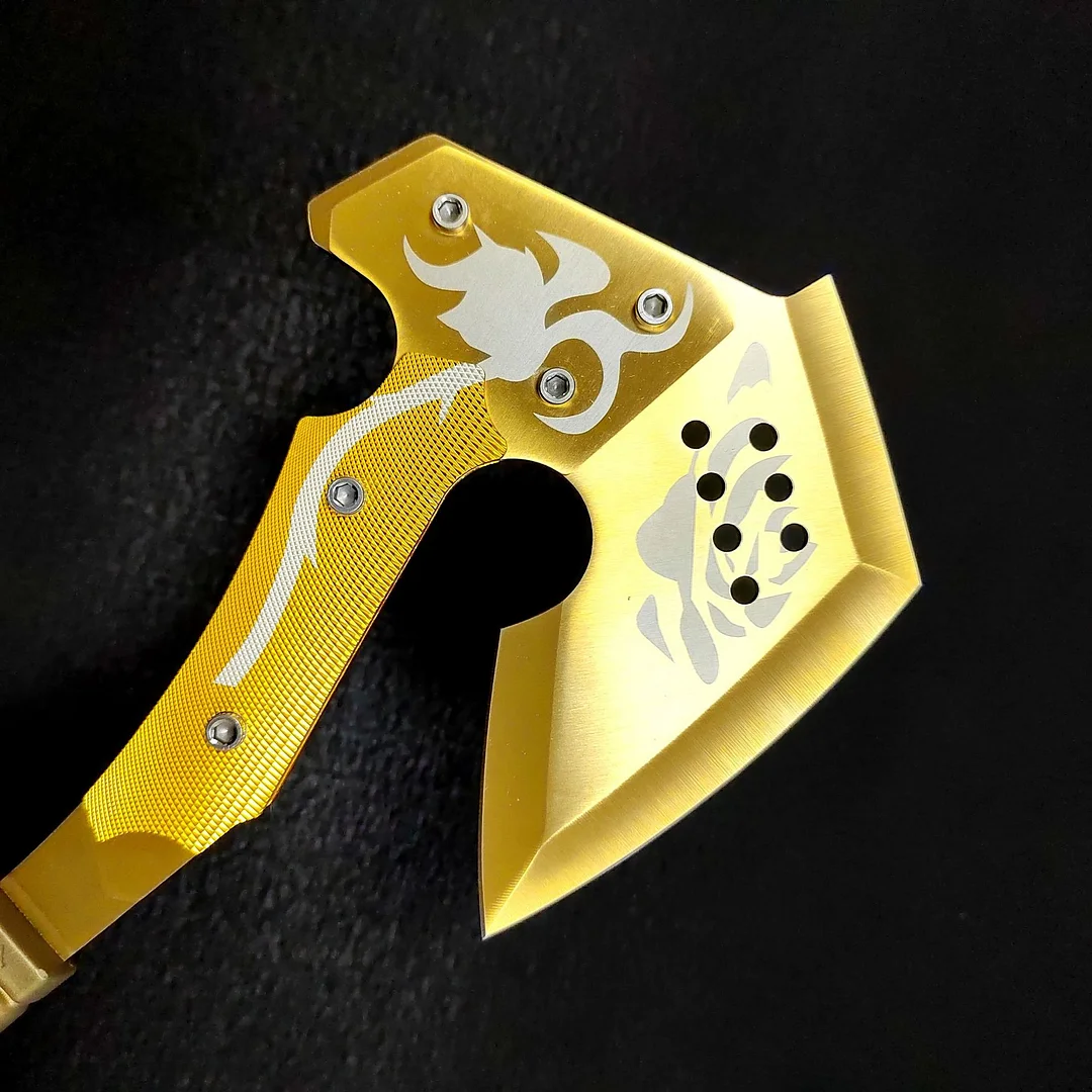 Diy Outdoor Wood Axe Stainless Steel Mountaineering Hatchet Carbon Steel Fiberglass Field Hammer Golden Axe for Camping