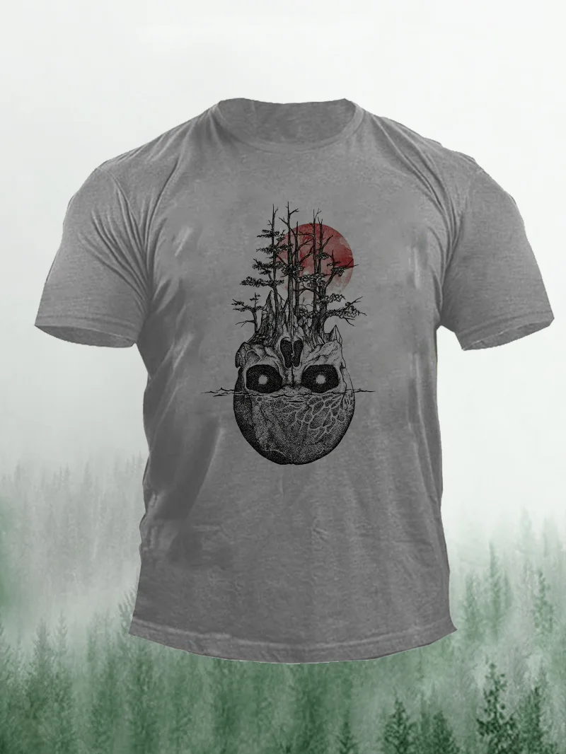 Creative skull tree short-sleeved shirt