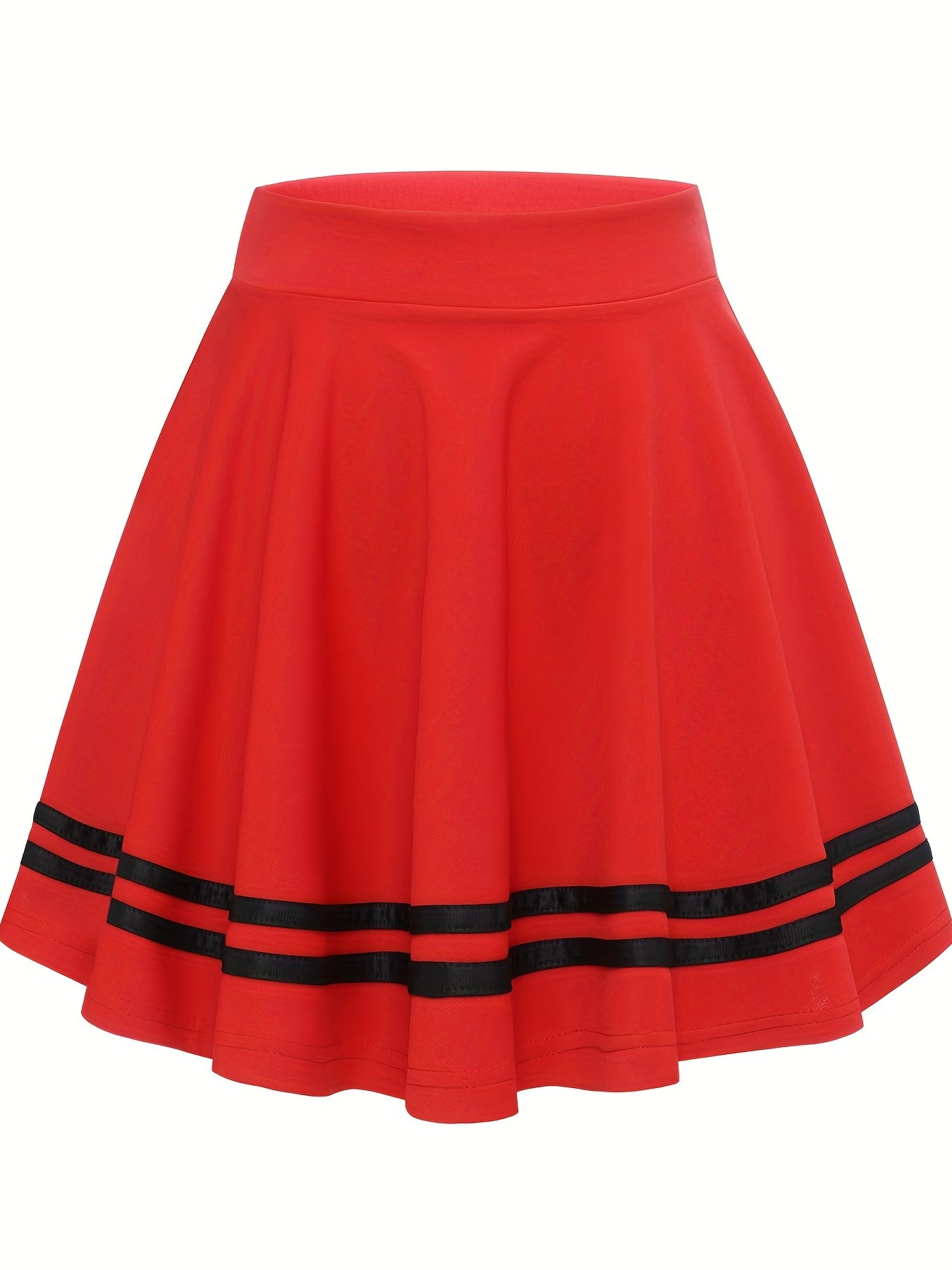 Striped A-Line Skater Skirt, Versatile High Waist Skirt For Spring & Summer, Women's Clothing