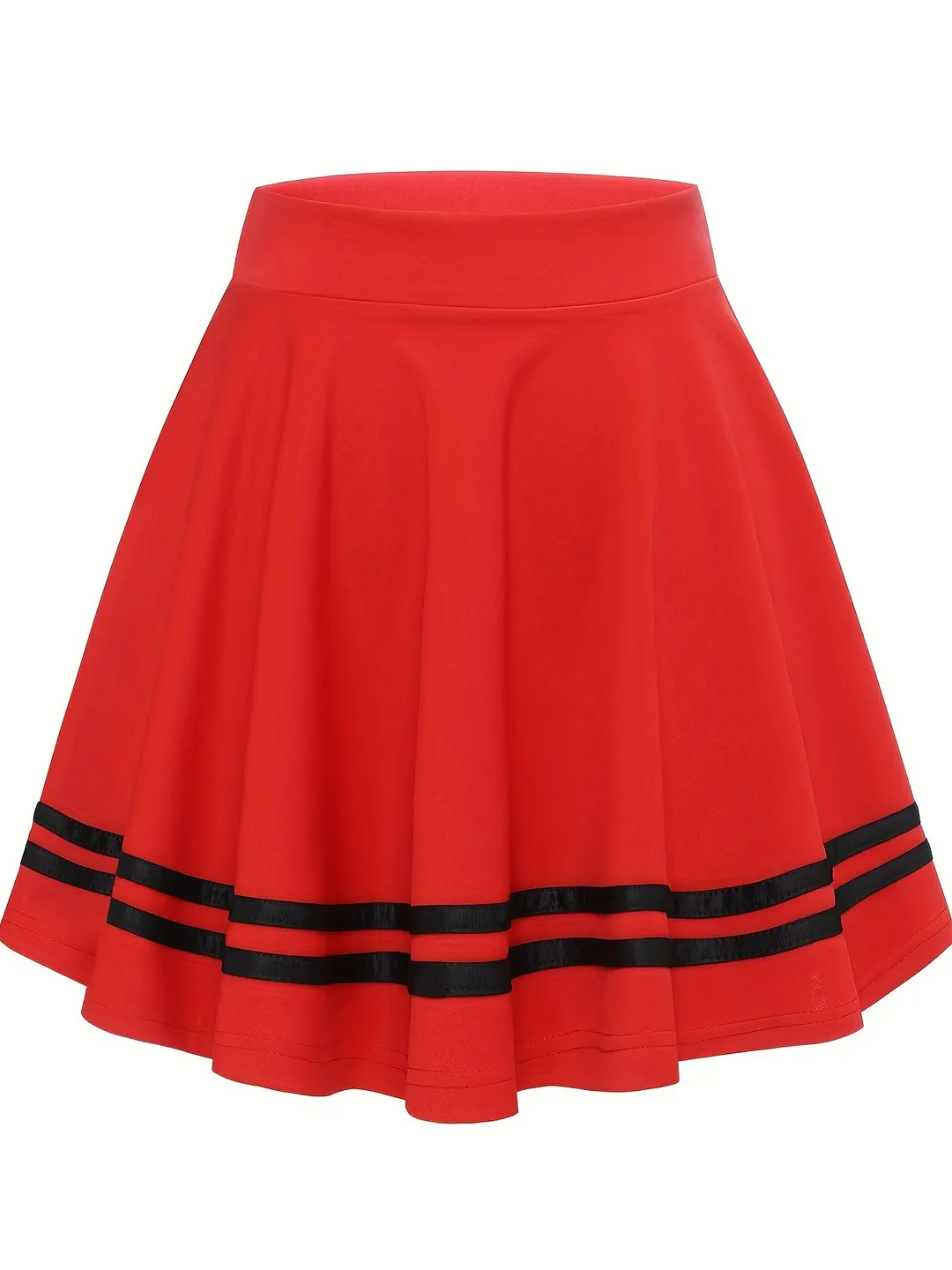 Striped A-Line Skater Skirt, Versatile High Waist Skirt For Spring & Summer, Women's Clothing