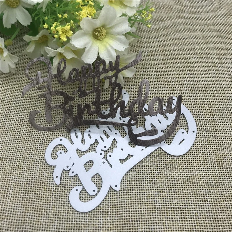 Happy birthday letters Metal Cutting Dies Stencils For DIY Scrapbooking Decorative Embossing Handcraft Die Cutting Template