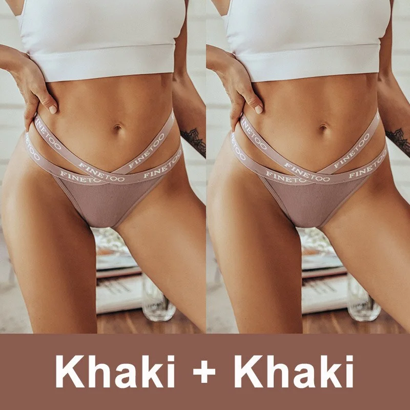 2PCS/Set Cotton Panties Women's Lingerie Sexy Underwear G-string Briefs Female Underpants Pantys Girls Tangas Thong Panties
