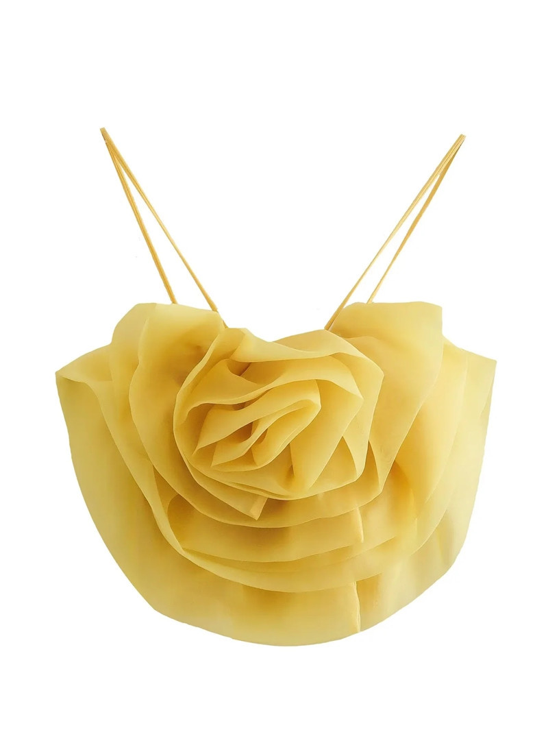 2025 New 3D Flowers Tulle Suspender Tube Top Yellow Two Piece Set
