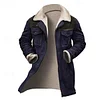 Men's Winter Jacket Fleece Jacket Casual Jacket Vacation Daily Thermal Warm Pocket Fleece Fall Winter Color Block Fashion Streetwear Lapel Long Brown Army Green Dark Blue Grey Jacket