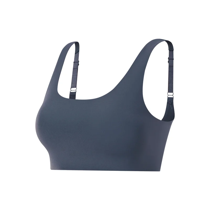 Different types of air feeling breathable high impact traceless hem push up shock absorber padded sports bra with adjustable straps online shopping on Hergymclothing Woad Blue