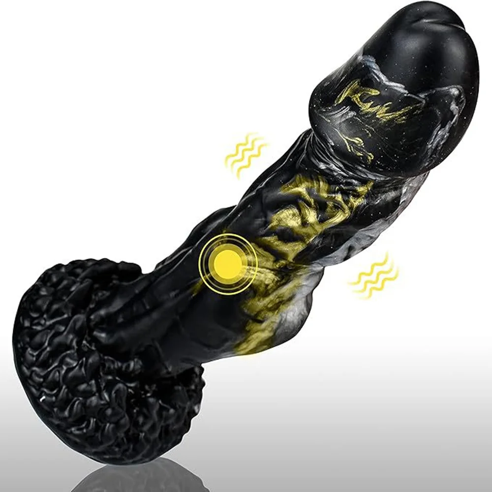 Black Gold Wolf Silicone Irregular Dildo Anal Vibrator - Rose Toy